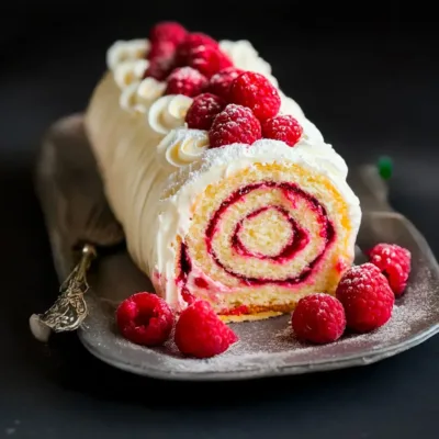 Gâteau Roulé à la Vanille et Framboises