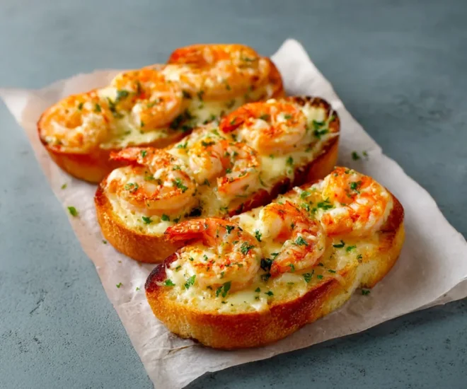Pain à l’Ail Gratiné aux Crevettes – Spécial Noël 🎄🧄🍤