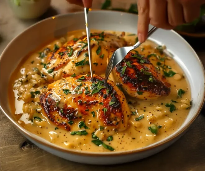 🍗 Poulet crémeux à l’ail rôti et au parmesan : un plat réconfortant et ultra savoureux