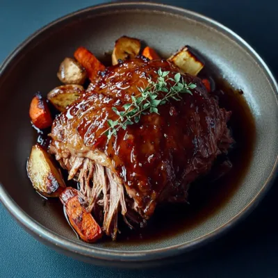 Rôti de Bœuf Braisé au Miel et Légumes Rôtis