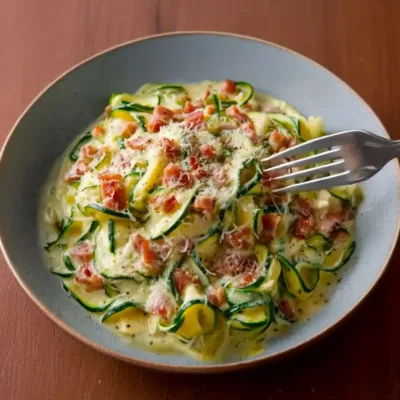 Spaghettis de Courgettes à la Carbonara Légers
