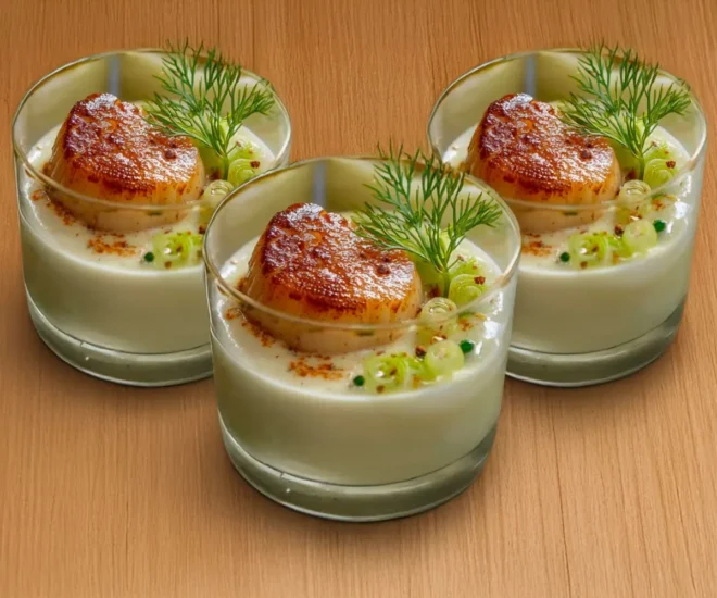 Verrine de Saint-Jacques et velouté de poireaux : une entrée raffinée et gourmande