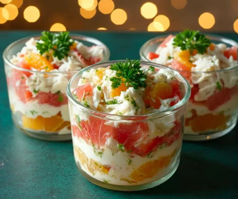 Verrines de crabe, pamplemousse & orange à la crème citronnée 🦀
