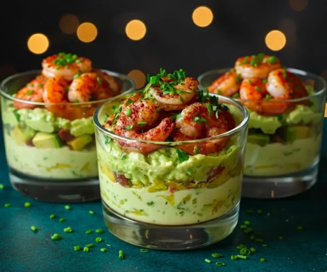 Verrines de Crevettes Grillées, Mangue & Guacamole Citronné 🦐