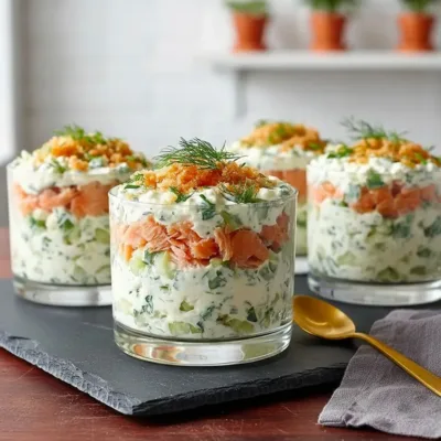 Verrines de saumon fumé et concombre chic