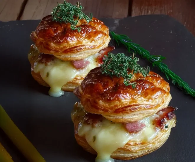 Vol-au-vent savoyard fondant au Reblochon, lardons & oignons