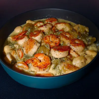 Blanquette de Saint-Jacques et Crevettes Ultra Simple