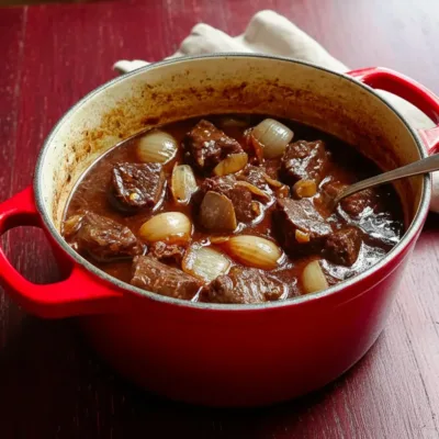Bœuf mijoté aux oignons confits : recette réconfortante