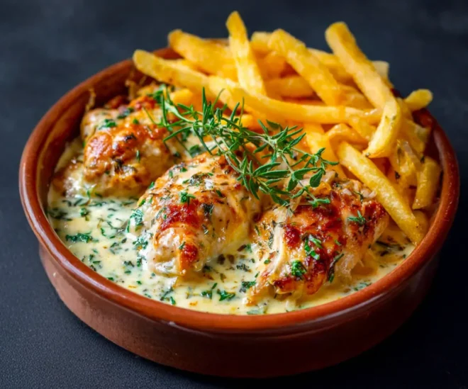Cassolettes de Poulet au Maroilles et Frites Maison đ§đ
