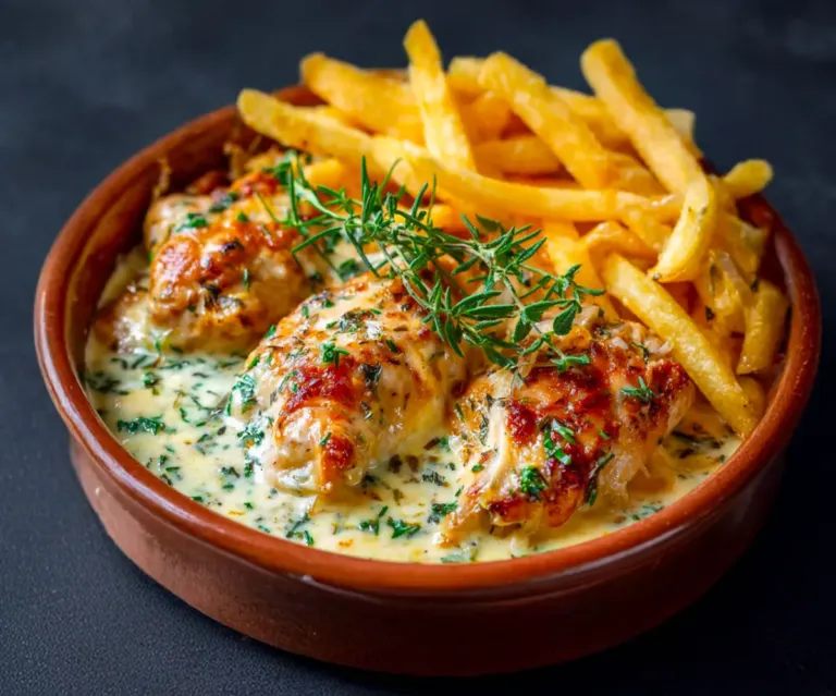 Cassolettes de Poulet au Maroilles et Frites Maison 🧀🍟