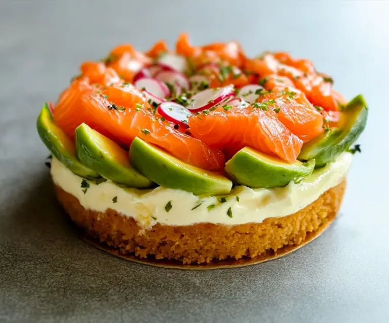 Cheesecake Salé à l’Avocat et au Saumon – Frais et Chic pour l’Été