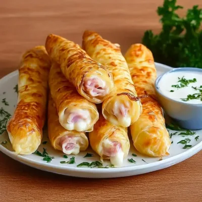 Cigares croustillants au jambon et pommes de terre