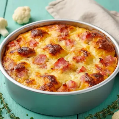 Clafoutis de chou-fleur au jambon léger