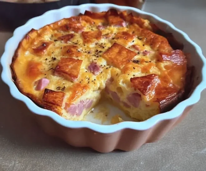 Clafoutis léger au chou-fleur et au jambon