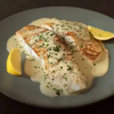 Dos de Cabillaud à la Crème de Parmesan au Citron