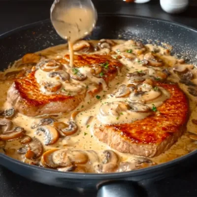 Escalopes de veau à la crème et aux champignons