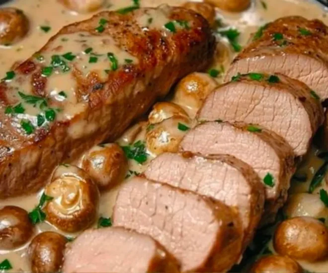 Filet Mignon de Porc à la Crème et aux Champignons 🍄