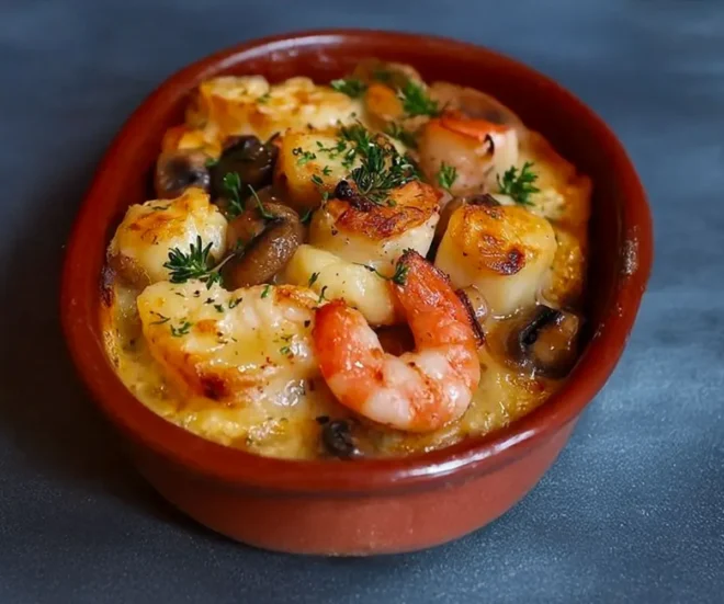 🦐🍄 Gratin Crémeux Crevettes & Champignons : Une Recette Gourmande et Réconfortante