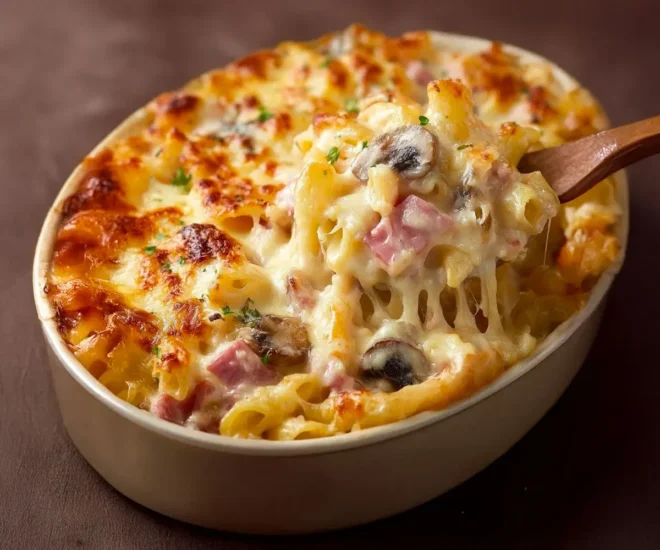 Gratin de Pâtes au Jambon, Champignons et Fromage : Un Classique Réconfortant