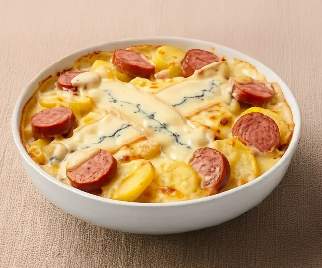 Morbiflette de Franche-Comté : le gratin ultra gourmand au Morbier et à la saucisse de Morteau 🧀