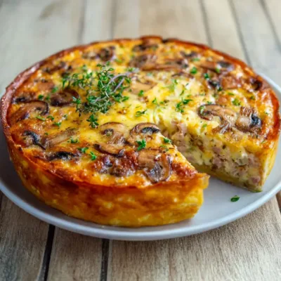 Quiche Sans Pâte au Thon & Champignons Facile