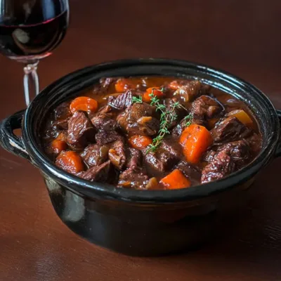 Ragoût de Sanglier Mijoté au Vin Rouge