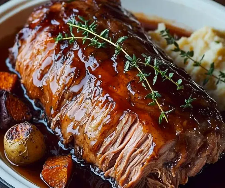 Rôti de Bœuf Braisé au Vin Rouge et Légumes Fondants