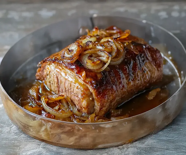 Rôti de Porc Caramélisé au Miel et Oignons Dorés 🍖🧅