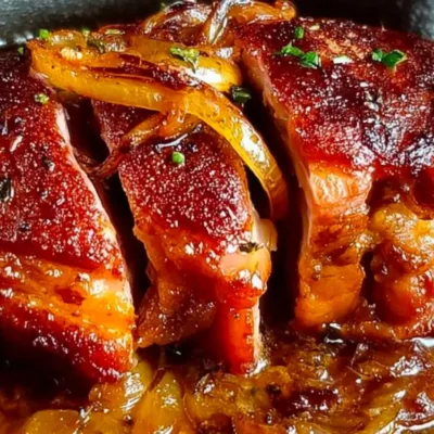 Rouelle de Porc Confite à l'Ail et Oignons