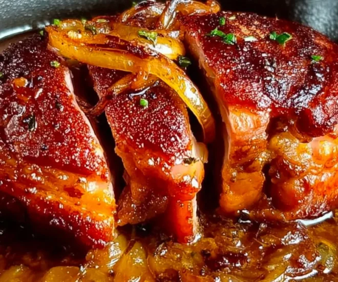 Rouelle de Porc Confite à la Sauce Ail et Oignons 🐖🧄