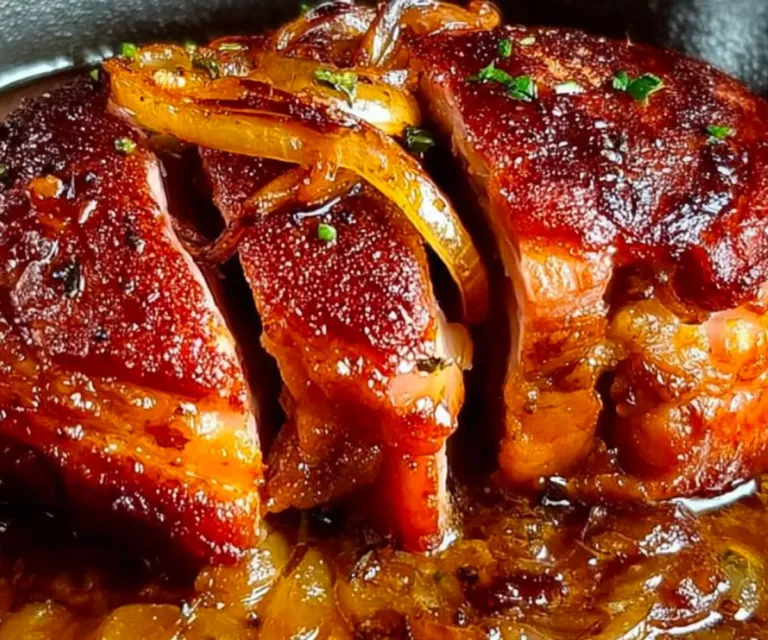 Rouelle de Porc Confite à la Sauce Ail et Oignons 🐖🧄
