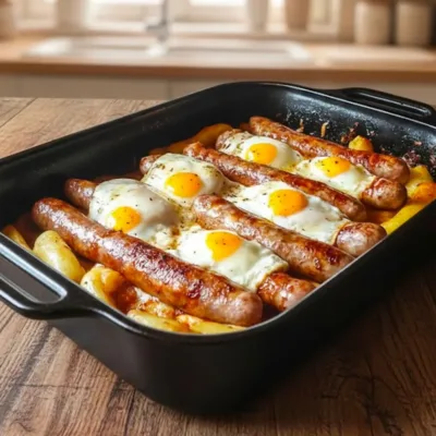 Saucisses au Four avec Pommes de Terre et Œufs