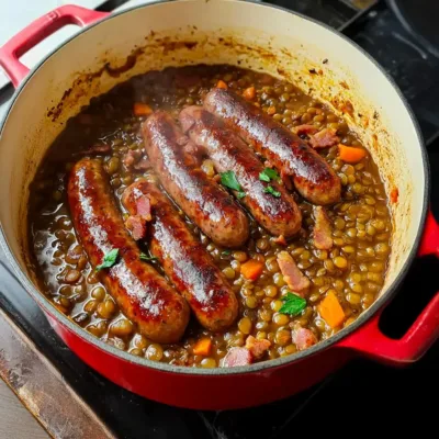 Saucisses de Montbéliard aux Lentilles Vertes