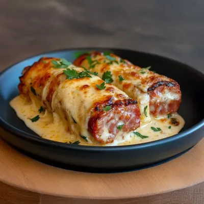 Andouillette gratinée au fromage et crème