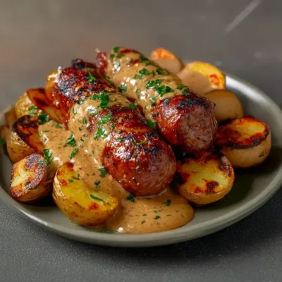 Andouillette grillée sauce moutarde & pommes grenailles
