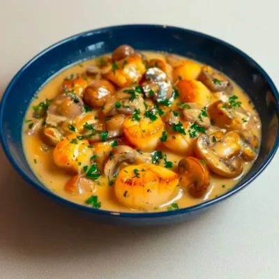 Blanquette de Saint-Jacques aux Champignons Élégante