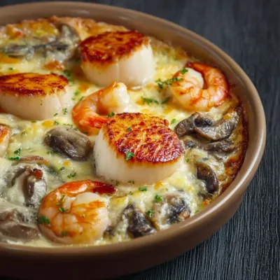 Cassolette de la mer aux Saint-Jacques et crevettes