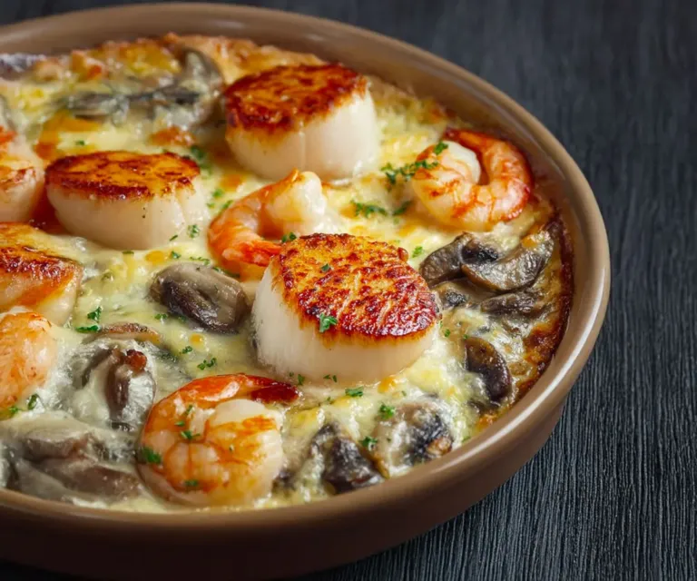 🌊 Cassolette de la mer aux Saint-Jacques, champignons & crevettes