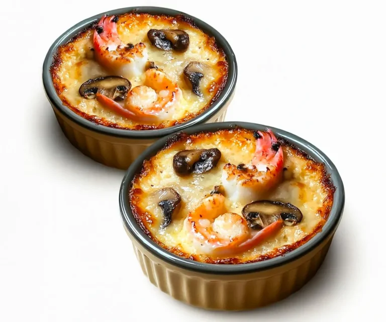 Cassolette de la Mer : Saint-Jacques, Champignons & Crevettes (sauce crémeuse)