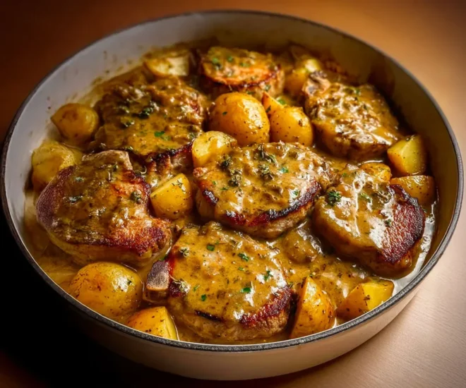 🍎 Côtelettes de porc aux pommes, sauce onctueuse au jus de cuisson