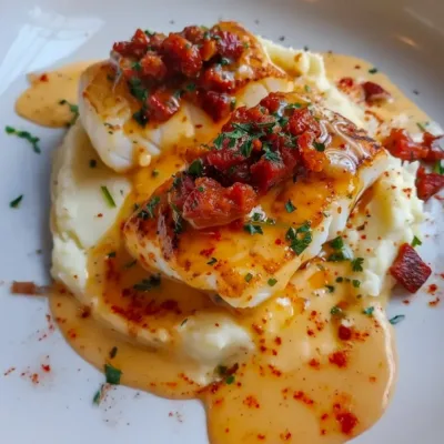 Dos de cabillaud à la crème de chorizo