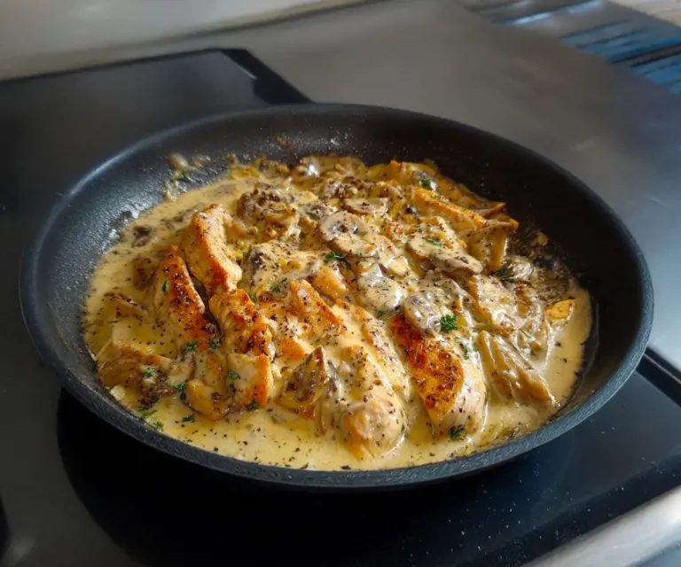 🍗 Émincés de Dinde Sauce Moutarde Crémeuse aux Champignons
