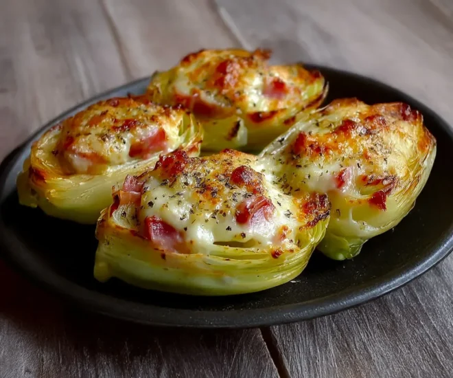 🌿 Endives Farcies au Jambon et au Fromage : Le Gratin Réconfortant et Fondant
