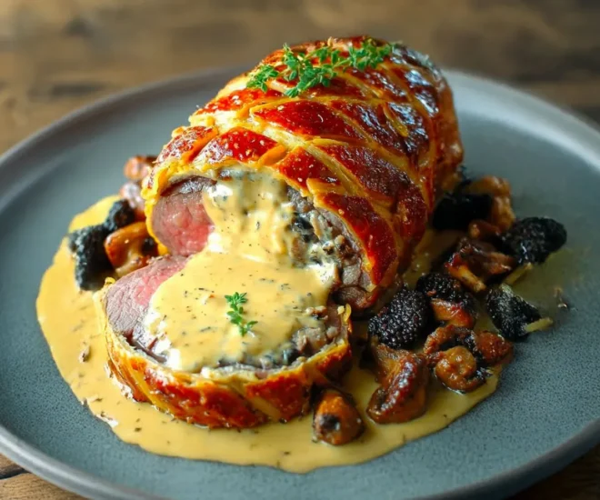 🥩 Filet Mignon en Croûte au Foie Gras, Sauce Crémeuse aux Morilles