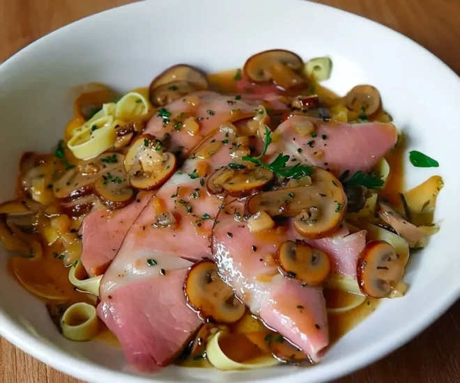 🥓 Jambon Sauce Madère aux Champignons et Tagliatelles Fondantes