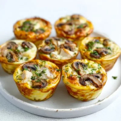 Mini-quiches sans pâte poulet & champignons