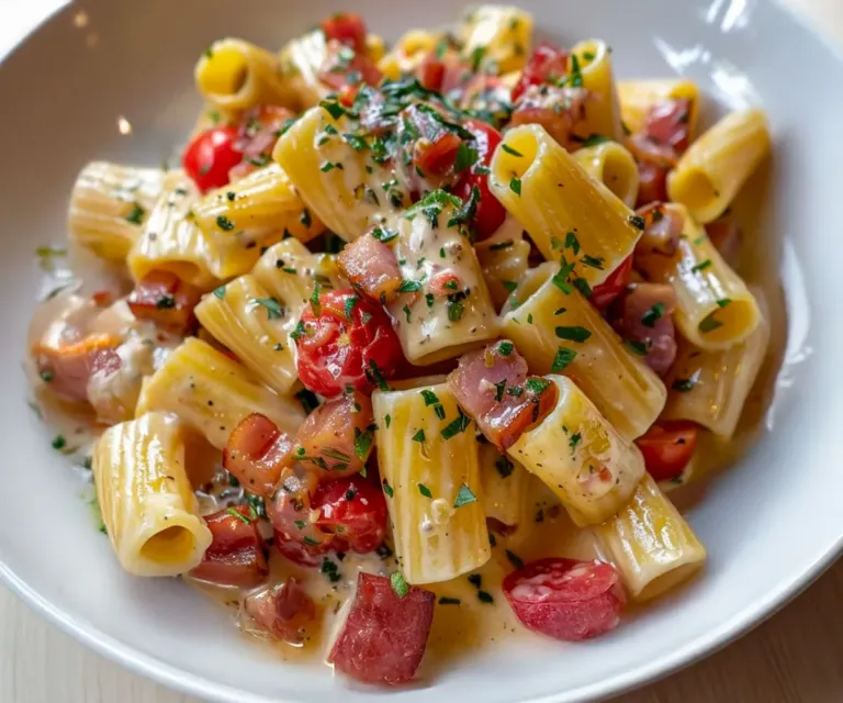 Pâtes crémeuses au Boursin, lardons et tomates cerises 🍝🥓🍅