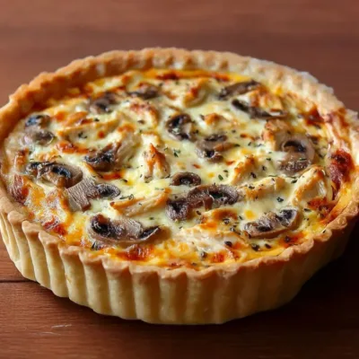 Quiche au Poulet, Champignons et Fromage Savoureuse