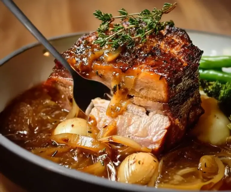 🥩 Rouelle de porc confite à la sauce ail et oignons 😍