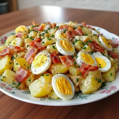 Salade de Pommes de Terre Gourmande aux Œufs & Lardons
